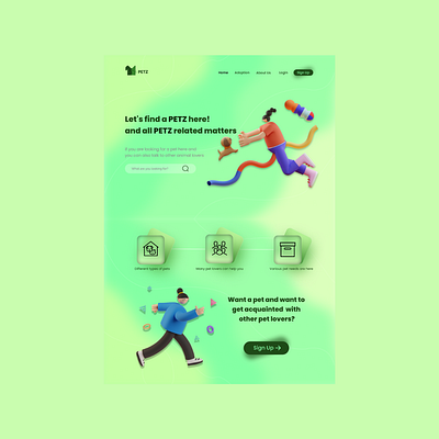 PETZ LANDING PAGE app branding design illustration illustrator logo minimal ui ux web