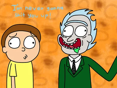 rick astley and morty digital art fan art fanart funny illustration morty smith rick and morty rick roll rick sanchez