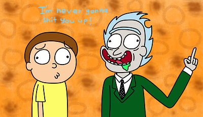 rick astley and morty digital art fan art fanart funny illustration morty smith rick and morty rick roll rick sanchez