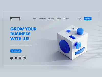 Landing Page 3d animation blue button buttons c4d cinema4d clean composition design desktop dribbble graphic design landing page minimalistic motion graphics motiondesign render ui ux