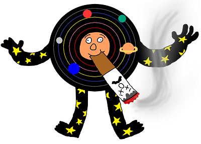 solar system smokes cigarette dhmis digital art fan art fanart funny smoking