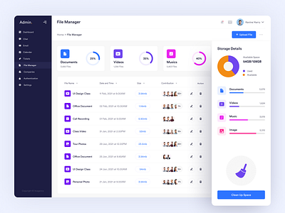 Admin Panel CRM - File Manager admin admin dashboard admin panel analytics b2b b2b website b2c customer customer relationship management dashboard ecommcerce enterprise file management file manager frontend mobile sales ui uiux