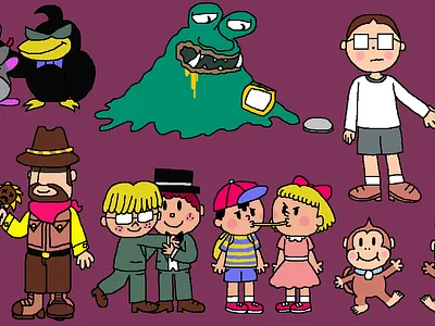 mother shipping doodles couples detestable crow digital art earthbound fan art fanart flint greedier mouse hinawa illustration jeff andonuts master belch mother 2 mother 3 mother2 mother3 ness paula jones spiteful crow tony