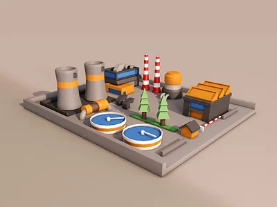 2.5d Illustration - Chemical Plant design illustration ui ux