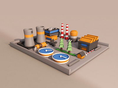 2.5d Illustration - Chemical Plant design illustration ui ux