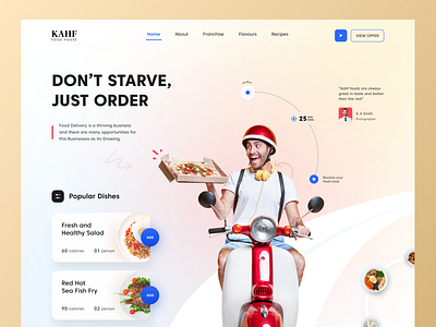 Food Delivery Landing Page Design delivery app design food food delivery food delivery application food delivery service kahf landing page uidesign user interface design webdesign website design