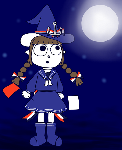 full moon blue digital art fan art fanart illustration wadanohara watgbs