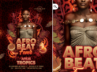 Afro Beat party Flyer africa african afro beat black club event fever flyer music night sound