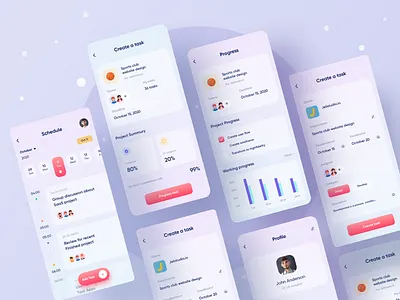 Jeltasko Task Management Application animation clean ui design gif glassmorphism interaction ios product task task management typography user experience