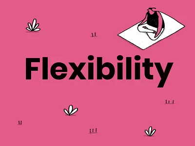 Flexibility - Giffgaff character design colourful flexibility fun giffgaff identity illustration phones pink yoga