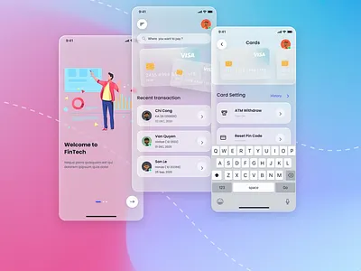 Glassmorphism FinTech art design graphic design icon illustration logo typography ui ux vector