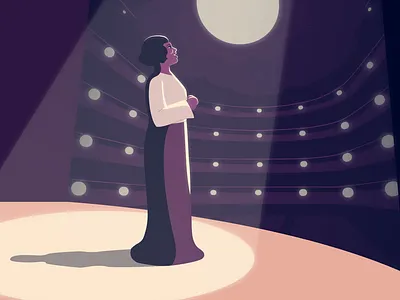 Marian at the Met Opera 2d african american auditorium black history character character design flat history illustration lighting opera performance singer stage styleframe