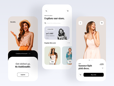 Fashion Shopping App Design branding clean design dribbble dribbble best shot fashion home screen mobile onboarding product product page shopping typography ui uidesign uiux ux uxdesign