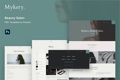 Mykery - Beauty Salon PSD Template branding design landing page theme theme design web web design website wordpress wordpress theme