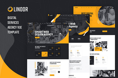 Linoor - Vue Nuxt Digital Agency Services Template branding design landing page theme theme design web web design website wordpress wordpress theme