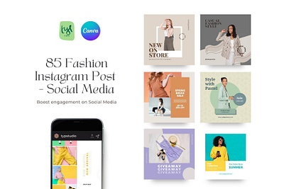 85 Fashion Instagram Post advertising branding canva design graphic design illustration instagram modern