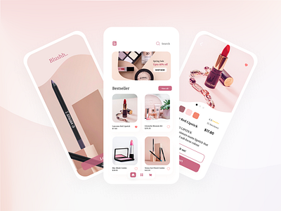 Online Beauty Products Shopping App BLUSH -UI/UX Web Design beauty app branding figmadesign landing page design layout makeup app mobile app mobile app design mobile design mobile ui online marketing online shop online shopping online store shopping shopping app ui uidesign uiux uxdesign