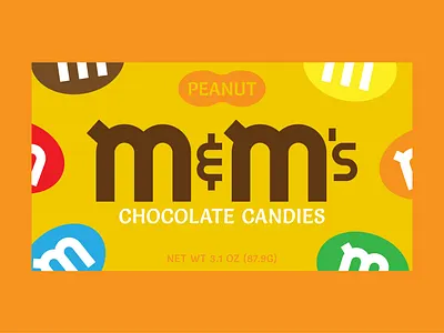 M&Ms Redesign candy chocolate design dribbble dribbbleweeklywarmup logo logos package package design packaging packagingdesign peanut rebrand redesign