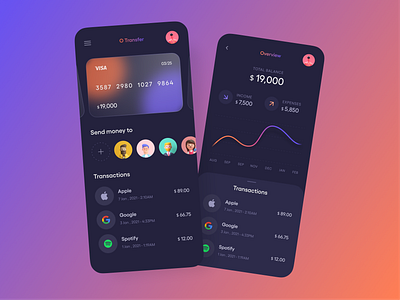 Wallet App 3d android app app ui application bank card dark design figma finance fintech flat glass glassmorphism illustraion ios minimal ui wallet