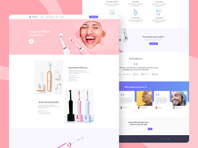 Around Product Landing - Gadget cosmetic dental dental care dentist gadget happy landing landing page medecine promo showcase toothbrush