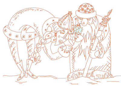 Winter wonderland character design cold ded moroz illustration new year santa claus sketch snegurochka winter