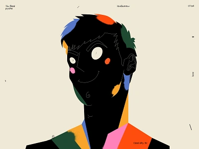 Summer boy abstract american boy composition design grunge illustration laconic lines minimal pop art portrait poster potrait illustration psycho splash summer