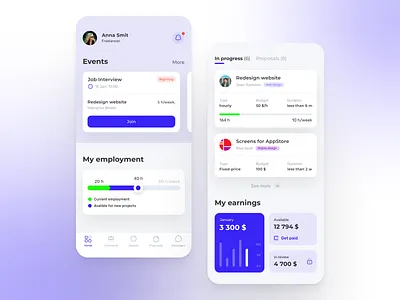 App for freelancers app app design board jobs branding careers concept design design freelancer freelance ios mobile mobile design shop ui upwork ux working