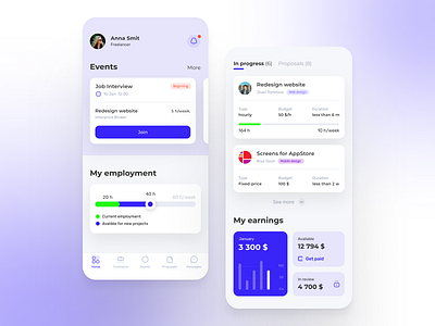 App for freelancers app app design board jobs branding careers concept design design freelancer freelance ios mobile mobile design shop ui upwork ux working