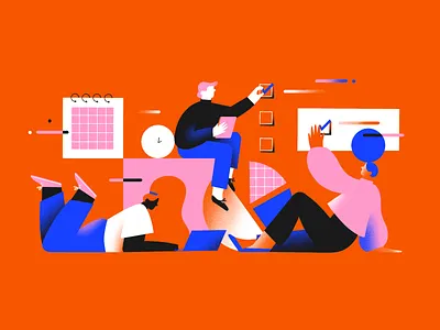 Task Management Tools 2d apps article blog character design girl illustration management news procreate tasks tools ui