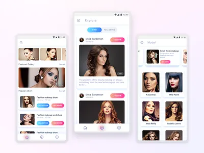 MakeUP app application beauty beauty app concept design fashion fashion app makeup makeup app minimal ui ux xd