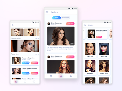 MakeUP app application beauty beauty app concept design fashion fashion app makeup makeup app minimal ui ux xd