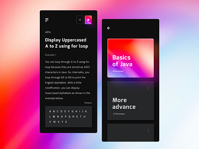 Code online course courses dark darkmode education gradient mobile mockup product design ui uidesign uxui workshop