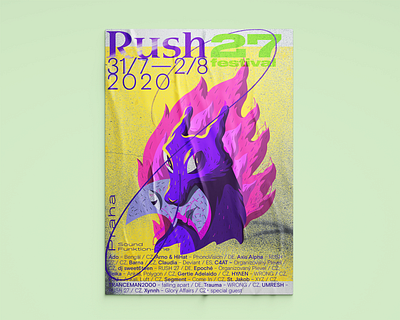 Rush 27 Festival 2020 art colorful festival illustration party poster prague print typography visual