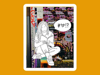 I am woman books card collage design education girl graffiti graphic design greeting card illustration knowledge message poster power rainbow reading street wise woman