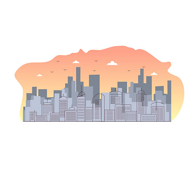 city silhoutte background buildings city design illustration line art skyline skyscraper skyscrapers sunrise sunset vector