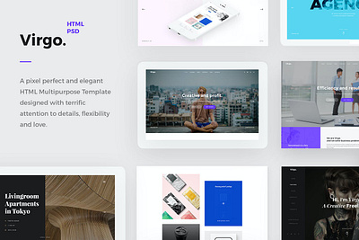 Virgo - Creative HTML Multipurpose Template app branding design elements landing page theme theme design web web design website