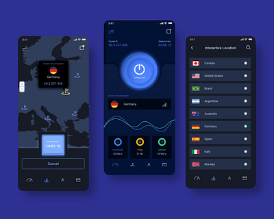 VPN App UI design app appdesign dailyui design security ui uidesign ux vpn app