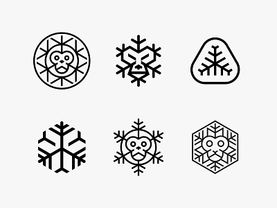 Brass Monkey abstract animal freeze ice lineart logo modern monkey snowflake