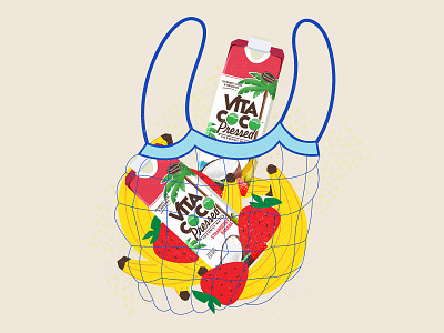 Vita Coco Pressed illustration banana branding coconuts fruit illustration illustrator strawberry the creative pain typography vector vita coco pressed vita coco pressed water