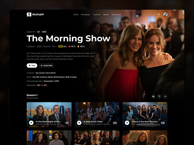 Jaskier: TV show page concept dark dark mode dark theme design imdb jaskier movies rotten tomatoes the morning show tv tv shows ui ux video web website