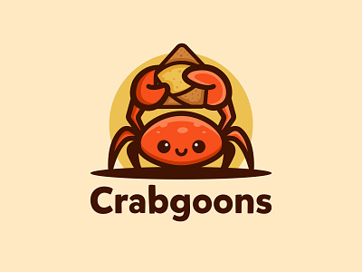 Crabgoons adorable art branding cartoon character crab crab rangoon creative cute design designer funny happy illustration joyful logo mascot playful positive vector