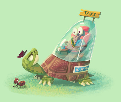 Friends-02 ant cartoon character illustration slow snail taxi tortoise