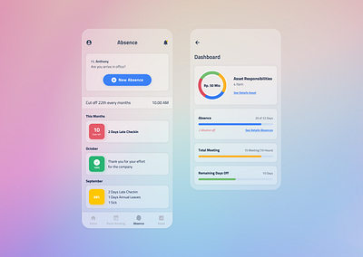 Absence concept app - SpaceGo mobile app ui ux