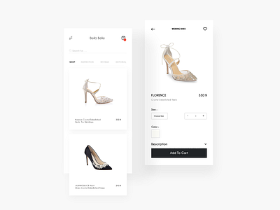 Wedding Heels Store 2d addtocart adobexd aftereffects animation app design dribbble figma flat heel hello minimal store ui uidesign user experience userinterface ux wedding