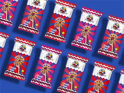 Fruity go Lucky bar brand branding comic fruit hand drawn health packaging retro