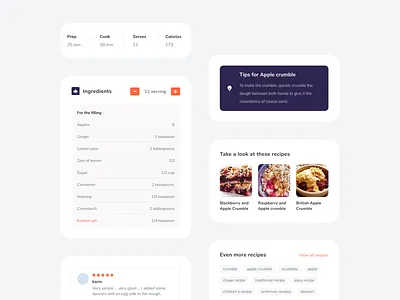 Recipe UI Design app card cards chef component components cooking food pattern recipe recipes ui ui design ux ux design web web app web design