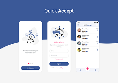 Quick Connect/Accept accept app design flat mobile app design quick ui web