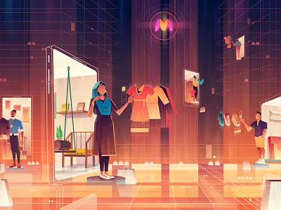 A story about Myntra's venture into mobile in India. animation art artist branding design digitalartist editorial illustration photoshop