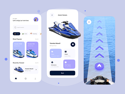 Jetski Rental Mobile Apps app card design jetski jetski rent mobile mobile app design mobile apps mobile ui ui ui design uiux watersport