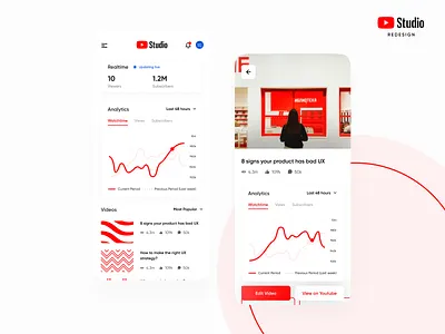 Youtube Studio Redesign app dashboard mobile design youtube youtube studio